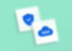 Turquoise background with a checkmark security icon and an SSO icon