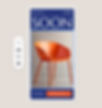 Mobile landing page showcasing an orange chair, with the title ‘coming soon’, and an orange button reading ‘notify me’. 